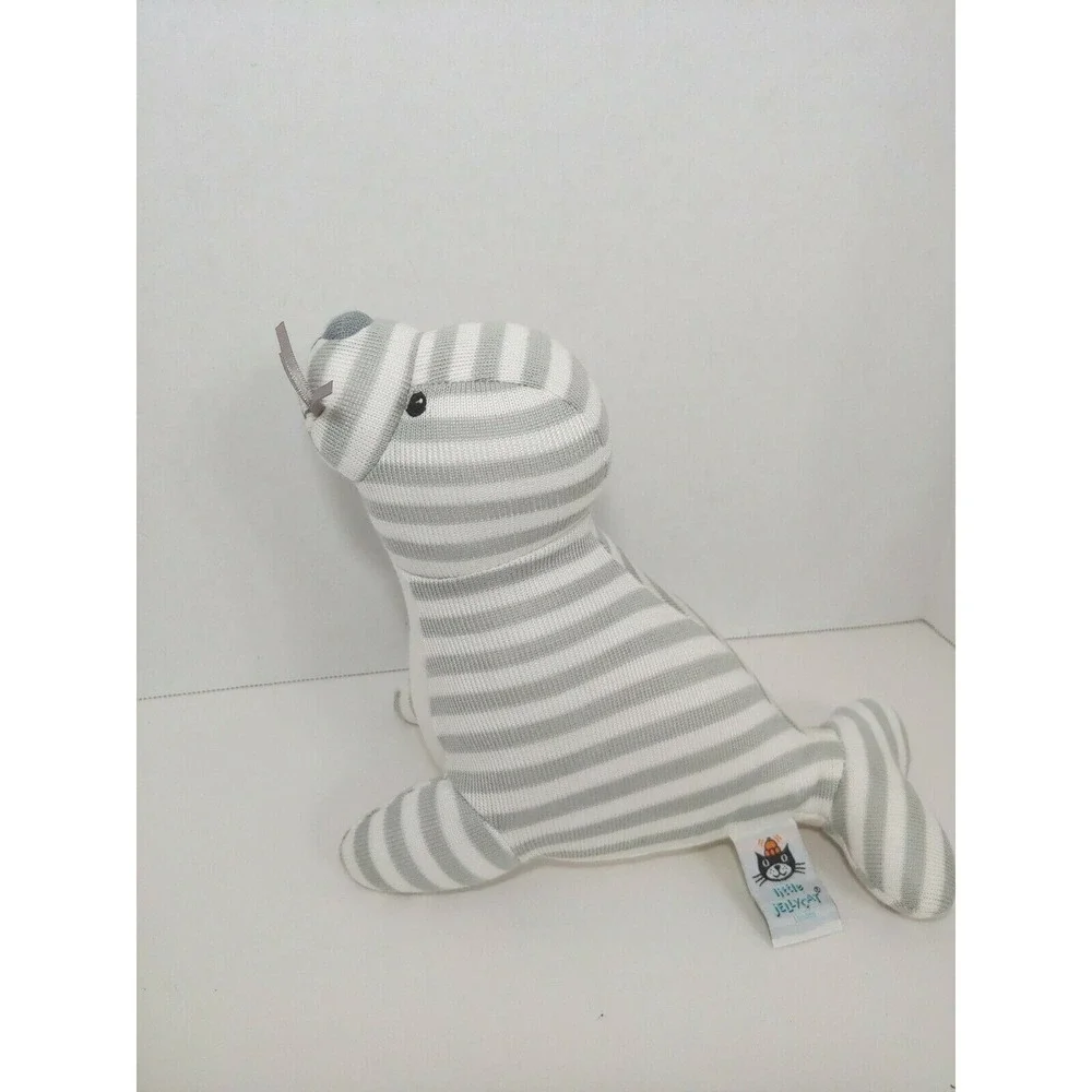 Little Jellycat Shiver Seal Chime‎ Rattle woven knit gray white stripes